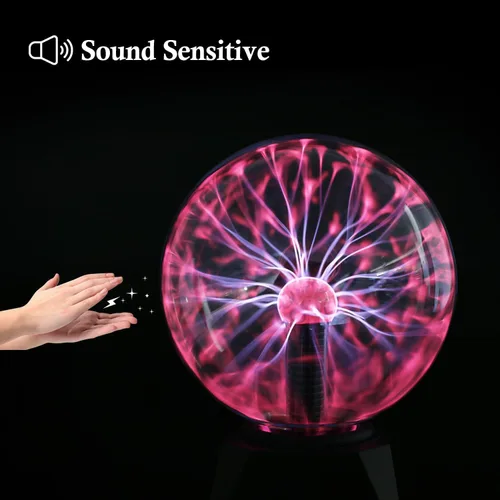 Miniatura 6 de DELIPOP Bola de plasma de 8 pulgadas, luz roja con cable enchufable, lámpara de bola de plasma mágica, luz de discoteca sensible al tacto y al
