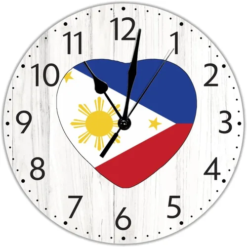 Miniatura 9 de UFunhome Reloj de pared con bandera de Singapur, con diseño de bandera nacional, sin tictac, funciona con pilas, 10 pulgadas, bandera nacional