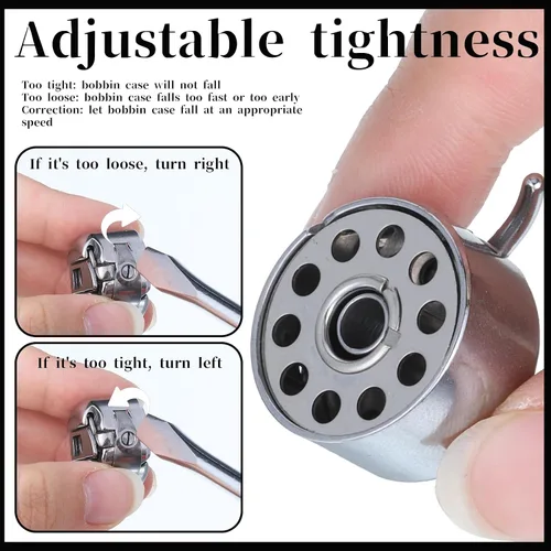 Miniatura 5 de Estuche de bobina de 3 piezas con 20 bobinas de metal para máquina de coser, estuche de bobina de acero inoxidable para máquina de coser, cajas