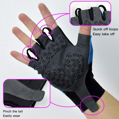 Miniatura 5 de Darevie Guantes de ciclismo de alta velocidad, guantes de ciclismo de medio dedo, guantes de ciclismo absorbentes de impacto, transpirables