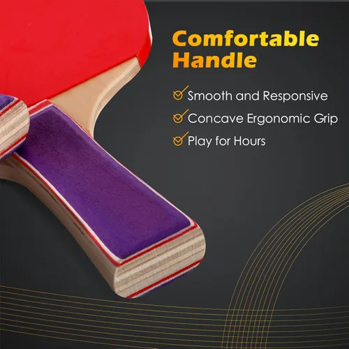 Miniatura 4 de Outus Pack de tenis de mesa portátil Combo 8 paletas y 12 pelotas con bolsa de transporte para deportes en interiores y exteriores