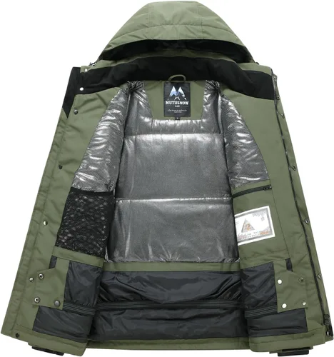 Miniatura 4 de Chaqueta de esquí para hombre, impermeable, resistente al viento, capucha extraíble para invierno, para motos de nieve, senderismo