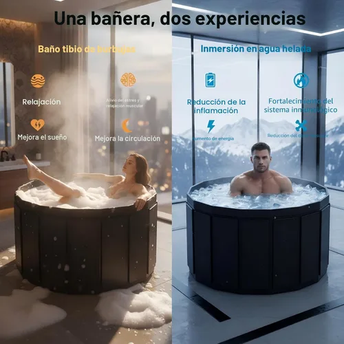 Miniatura 5 de Bañera portátil para adultos, bañera plegable para spa caliente y baño de hielo, bañera plegable pequeña para baño, bañera portátil aislada de 6
