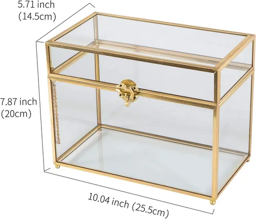 Miniatura 2 de Smart Wyche Caja de cristal grande para tarjetas de boda con cerradura para escultura de joyería cosmética, mini jardín, resistente, 10 pulgadas