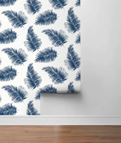 Miniatura 8 de Lillian August NextWall Luxe Haven - Papel tapiz para despegar y pegar de palma (blanco y azul marino)