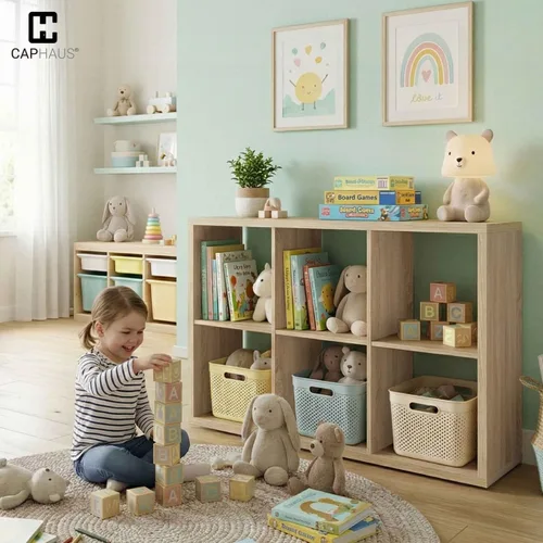 Miniatura 2 de CAPHAUS Estante organizador de almacenamiento de 13 pulgadas, con borde exterior extragrueso, divisor de estante de almacenamiento abierto, Roble