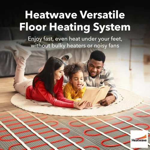 Miniatura 2 de Heatwave Sistema eléctrico de suelo calefactable de 10 pies cuadrados 120 V 1 Amp 120 W Sistema de calefacción eléctrica por suelo radiante