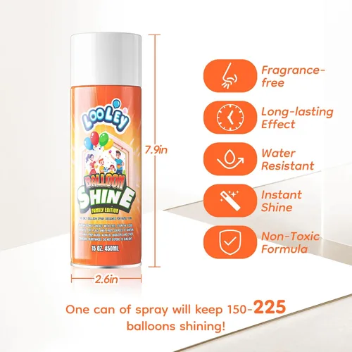 Miniatura 6 de LOOLEY Spray de brillo para globos, 15 onzas líquidas de larga duración, aerosol de globo de alto brillo, fórmula impermeable y brillo instantáneo