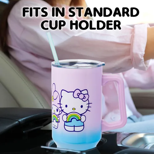 Miniatura 5 de Silver Buffalo Sanrio Hello Kitty and Friends Featuring My Melody, Kuromi, Pompompurin Rainbow Ombre - Vaso de acero inoxidable de doble pared
