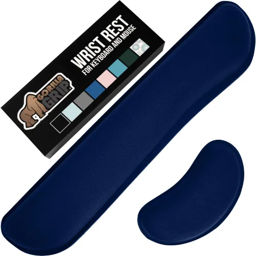 Miniatura 14 de GORILLA GRIP Reposamuñecas de teclado de espuma viscoelástica sedosa para computadora y mouse, almohadilla de soporte ergonómica para escribir, Negro