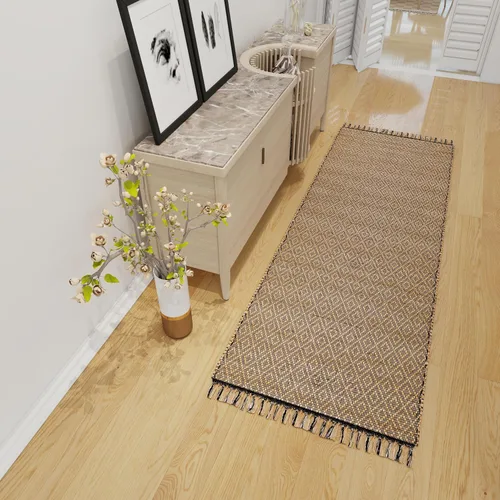 Miniatura 5 de Eco Crave Alfombra de pasillo de yute de 2,6 x 8 pies – Alfombra de diseño geométrico 100% natural de yute trenzada a mano, alfombra de acento