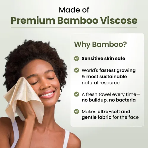 Miniatura 4 de Clean Skin Club Bamboo Viscose Clean Towels XL 100% USDA Toalla facial a base de biológicas USDA, toalla facial desechable, toallitas secas
