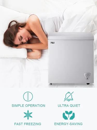 Miniatura 5 de WANAI Congelador de pecho compacto de 5.0 pies cúbicos con 7 termostatos ajustables en la parte superior de la puerta abierta, compresor de Blanco