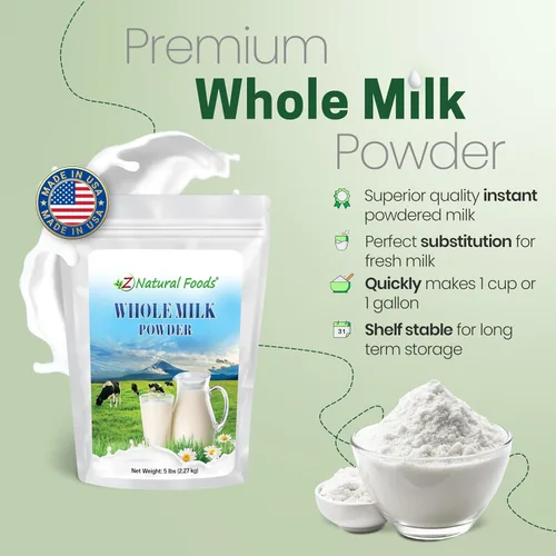 Miniatura 4 de Z Natural Foods Leche Entera en Polvo Premium - Leche en Polvo para Hornear, Cocinar, Bebidas - Leche Seca en Polvo, Pasteurizada, Sin OGM, Sin