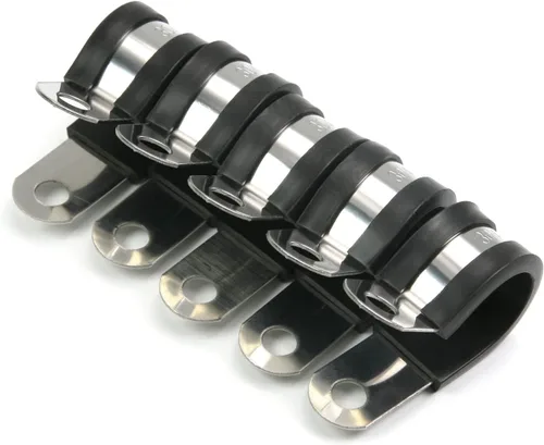 Miniatura 42 de MroMax Abrazadera de cable de 0.236 in de diámetro EDPM Abrazadera aislada acolchada de goma 304 Abrazadera de tubería de acero inoxidable 0.24 "R