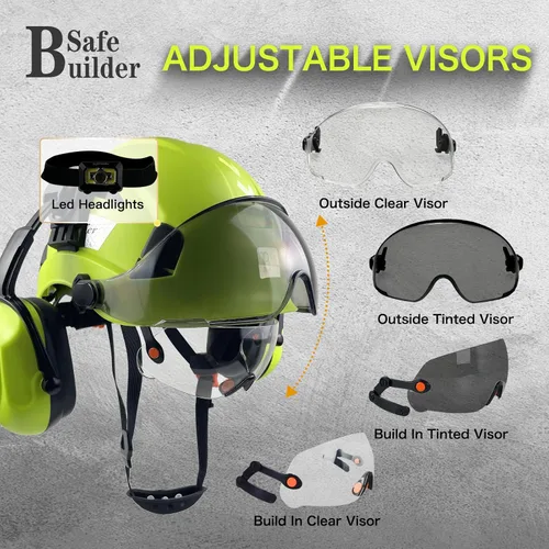 Miniatura 8 de SAFEBUILDER Casco de Seguridad Industrial con Visera Orejeras Casco Duro con Visera Cascos Duros Ventilados Trabajo de Construcción Protección