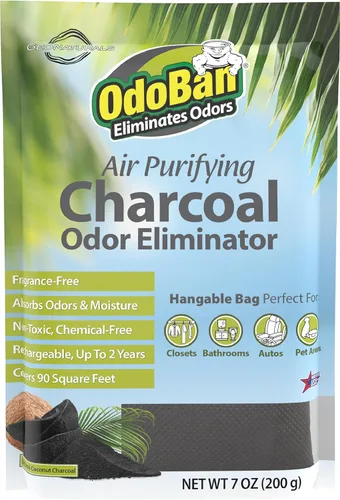 Miniatura 9 de OdoBan Carbón Purificador de Aire Eliminador de Olores Natural, Fórmula No Tóxica, Hecho en los EE. UU., Sin Fragancia, Pack de 6, 200 Gramos Cada