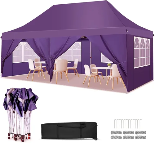 Miniatura 38 de COBIZI - Tienda desplegable de 3,66 x 3,66 metros en oferta - Cenador portátil de metal para exteriores con mosquitero, impermeable - Cenador Caqui
