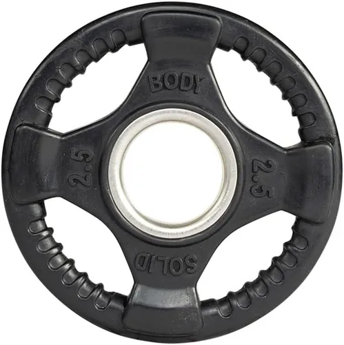 Miniatura 4 de Body-Solid Placa de peso olímpica con revestimiento de goma (1), con agarre antideslizante, perfecta para entrenamiento de fuerza, gimnasio en casa