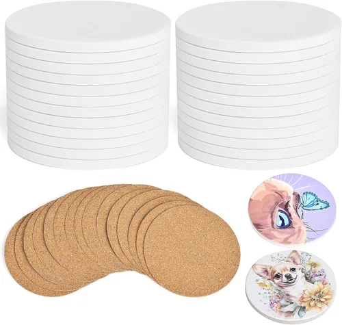 Miniatura 6 de 24 Piezas Azulejos de Cerámica para Manualidades Posavasos de Cerámica Blanca para Manualidades Azulejos de Cerámica en Blanco Sin Esmaltar 4x4