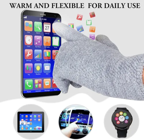 Miniatura 2 de Conjunto de guantes de invierno para mujer, gorro de forro polar, bufanda para pantalla táctil, guante 3 en 1