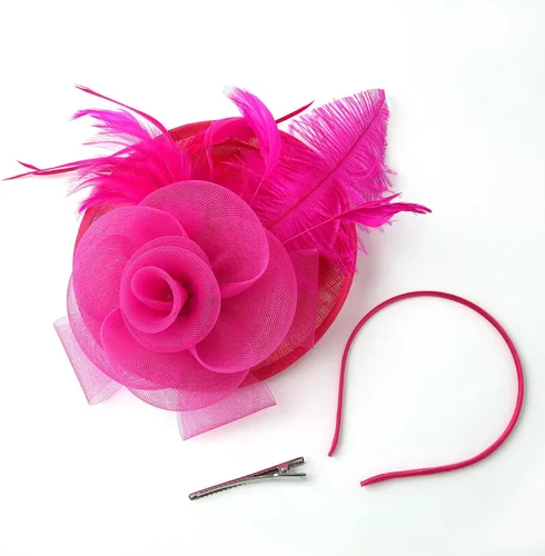 Miniatura 4 de YBYR Fascinator Hat for Women Feather Tea Party Bridal Wedding Cocktail Mesh Flower Headband Hair Clip