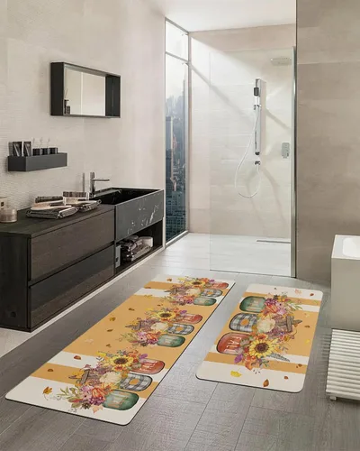 Miniatura 2 de Tapete de baño de otoño de Acción de Gracias para bañera, antideslizante, de secado rápido y absorbente, de tierra de diatomeas, tapete lavable