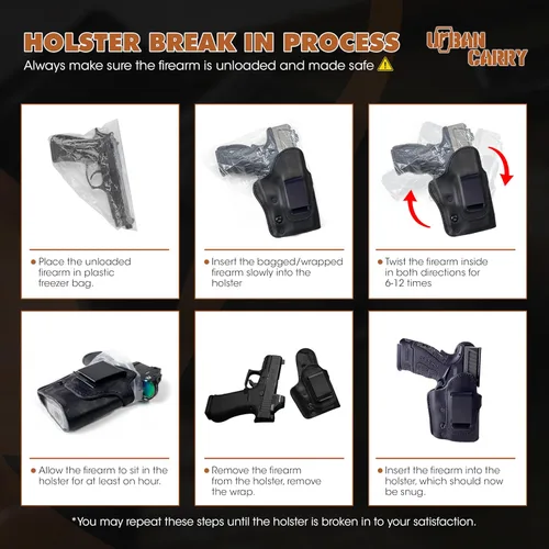 Miniatura 5 de Urban Carry LockLeather IWB Funda - Diseño híbrido seguro y cómodo de cuero/polímero para una ocultación óptima Opciones para mano izquierda