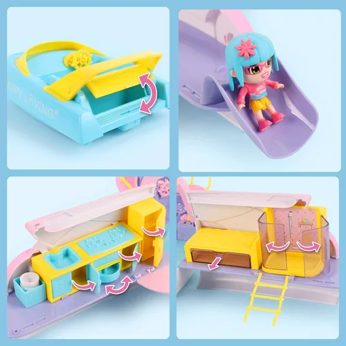 Miniatura 5 de iPlay, iLearn Juego de casa de muñecas para niñas de 3 a 4 años, juego de juguetes de barco con muñecas pequeñas de crucero, casa