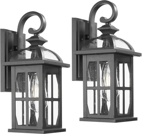 Miniatura 11 de Darkaway Lámpara de pared exterior con vidrio ondulado de agua, luces exteriores de aluminio, apliques de iluminación exterior para casa, porche
