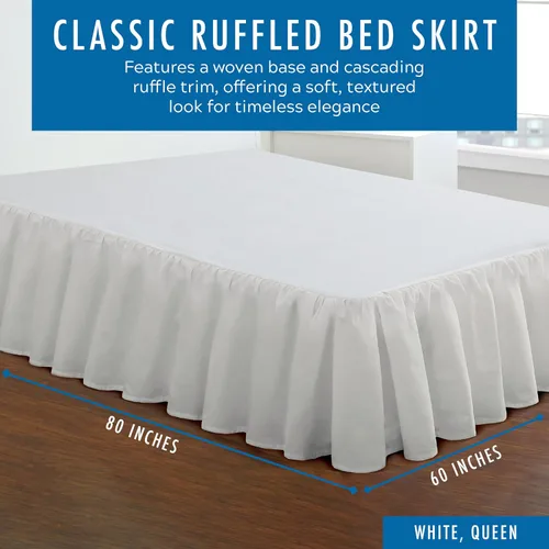 Miniatura 2 de Faldón plisado de popelina para cama tamaño California King, de Fresh Ideas Blanco