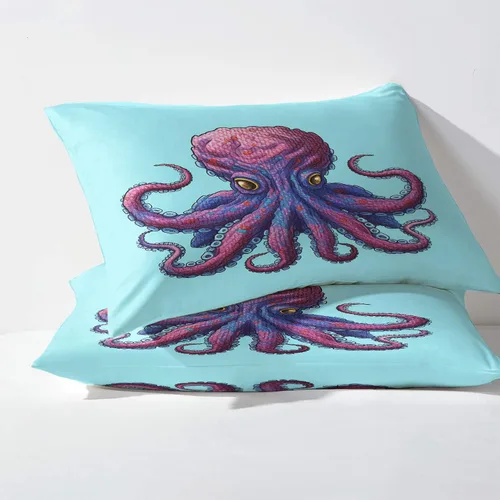 Miniatura 3 de Juego de sábanas de pulpo, tamaño individual, sábanas de tentáculo, sábanas y fundas de almohada estampadas de 3 piezas, sábana bajera ajustable