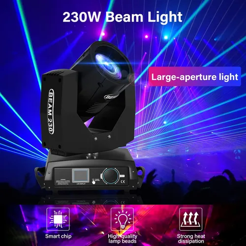 Miniatura 7 de Luz principal móvil de 230W, foco de luces de escenario 230W 7R Zoom Cabeza móvil haz Sharpy Light 8 Prism Strobe DMX 16Ch para fiesta etapa