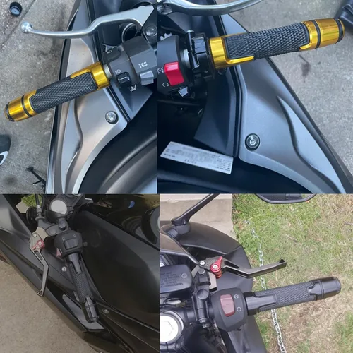 Miniatura 5 de 7/8 '' 0.866 in motocicleta CNC aluminio Powersports manillar Grips con extremos de agarre para YZF R1 R3 R6 R25 R15 R125 600R negro