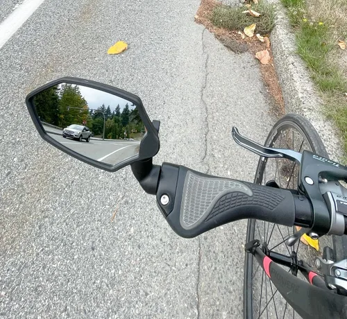 Miniatura 5 de Hafny Nuevo espejo de bicicleta con extremo de barra, lente de vidrio HD, ajustable y giratorio, espejo retrovisor seguro para bicicleta, resistente