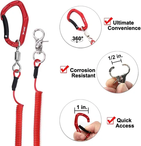 Miniatura 4 de HERCULES M4 Fishing Lanyard, Fishing Pole Tether, Kayak Paddle Leash, Heavy Duty Retractable Coiled Lanyard for Fishing, Rods, Pliers, Boating