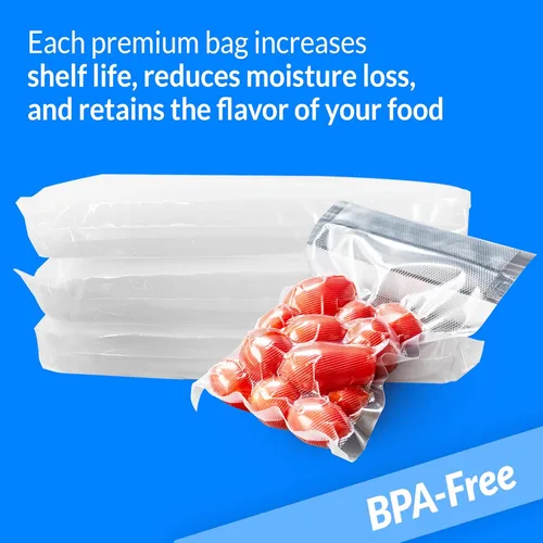 Miniatura 6 de Reli. Bolsas selladoras al vacío de 8 x 12 pulgadas Paquete de 200 Bolsa al vacío precortada en relieve para alimentos Sin BPA Sellador