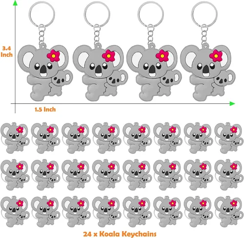 Miniatura 2 de CiciBear Paquete de 24 llaveros de koala para decoración de fiesta temática de koala, amante de los animales, cumpleaños de niños, baby shower