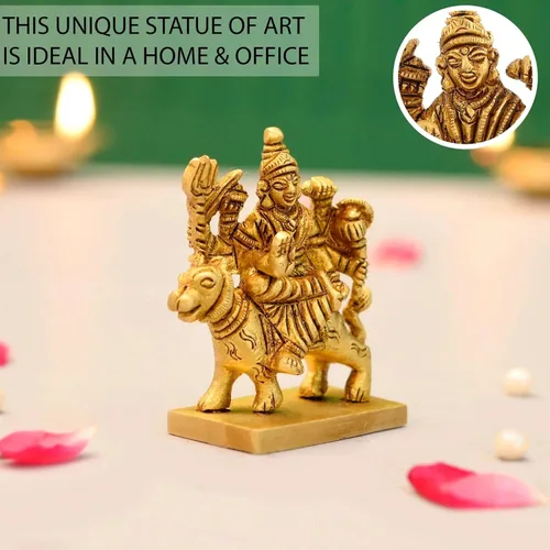 Miniatura 7 de LOVENSPIRE Estatua de diosa Lakshmi de latón macizo para Pooja (3.5 pulgadas) – Ídolo de la deidad espiritual india para decoración de mandir