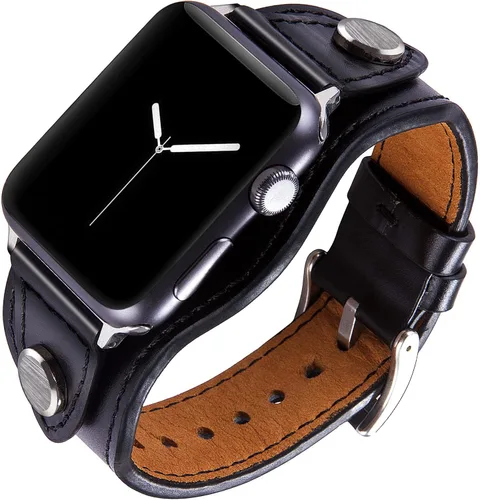 Brazalete de cuero compatible con Apple Watch Band iWatch Series 8 7 6 5 4 3 2 1 SE Ultra de 1.496 in, 1.575 in, 1.614 in, 1.732 in, 1.654 in, 1.772