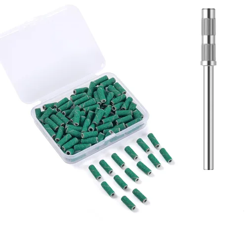 Miniatura 20 de 100 piezas de bandas pequeñas de lijado de uñas para taladro de uñas, bits mini de 3.1mm de mandril de lijado de uñas de grano 80 para uñas