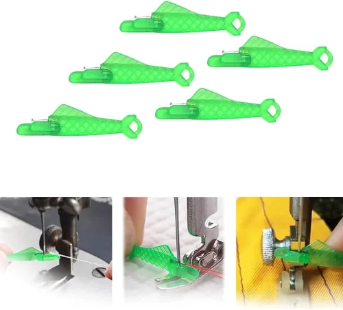 Enhebrador de agujas para máquina de coser, tipo boca de pescado, aguja de máquina de coser, enhebrador de agujas de bricolaje, herramienta de Verde