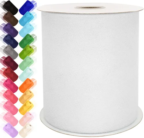 Miniatura 29 de Rollo de tela de tul de 6 pulgadas por 100 yardas (300 pies) cinta de tul malla transparente para bricolaje, falda tutú, envoltura de regalos, boda