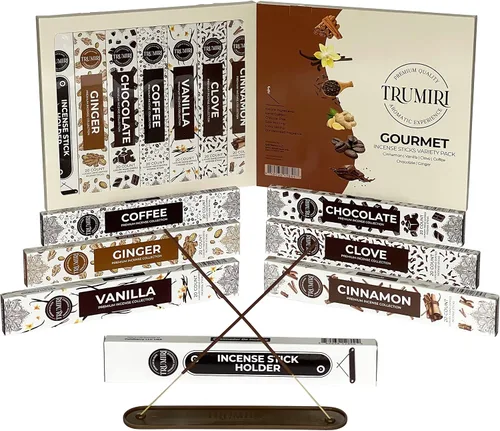Miniatura 3 de Paquete variado de varitas de incienso gourmet - 120 varillas (6 fragancias x 20 varillas) - Canela, Vainilla, Café, Chocolate - Varillas