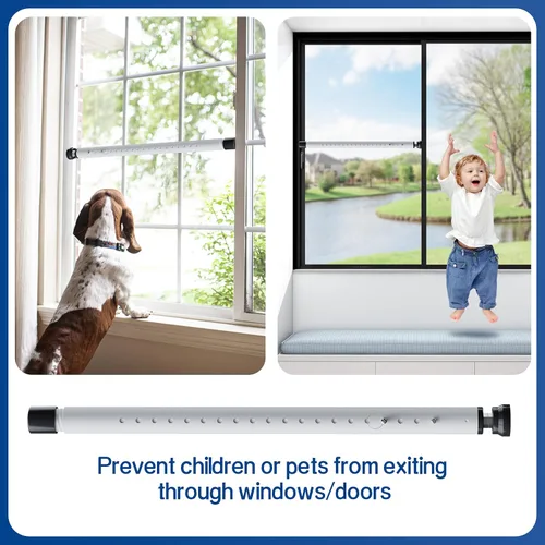Miniatura 5 de WooFog Barra de Seguridad para Puerta Corrediza, Barras de Seguridad para Ventanas Interiores, Barra de Cierre Ajustable de 17-50 Pulgadas