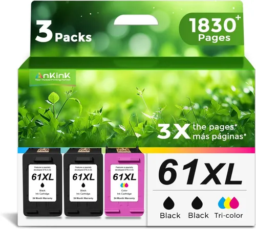 Paquete de 3 cartuchos de tinta 61XL compatibles con HP 61 XL (2 negros 1 tricolores) para HP61XL Combo para HP61 para 5530 4500 2540 4630 4501 4502
