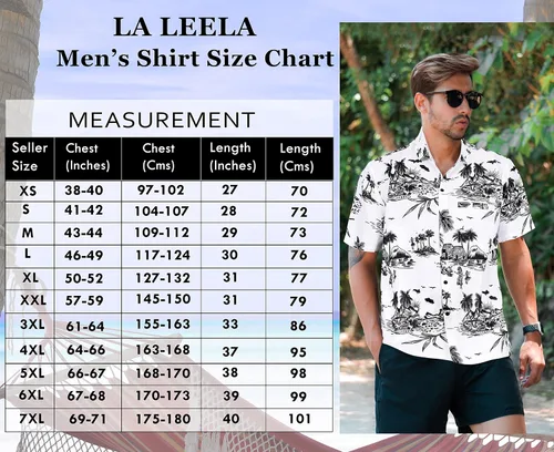 Miniatura 6 de LA LEELA Men's Hawaiian Shirt Button Down Short Sleeve Caribbean Skull Pirate Shirts for Men