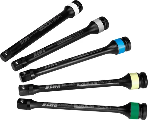 Miniatura 8 de EWK Juego de 5 barras de extensión limitadoras de par de impacto de 1/2 pulgada, 65 pies-libras, 80 pies-libras, 100 pies-libras, 120 pies-lb y 140