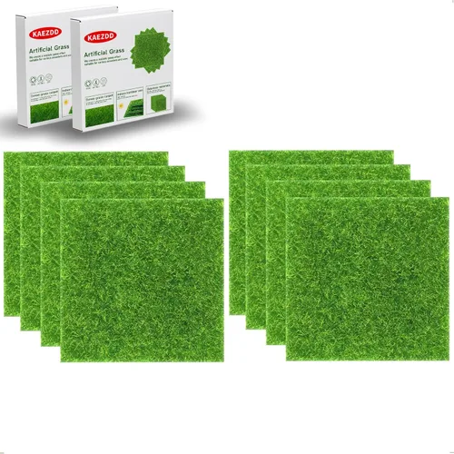 Miniatura 11 de 4 piezas de césped falso de 6 x 6 pulgadas para manualidades, césped artificial para proyectos de adorno en miniatura, césped modelo para bricolaje