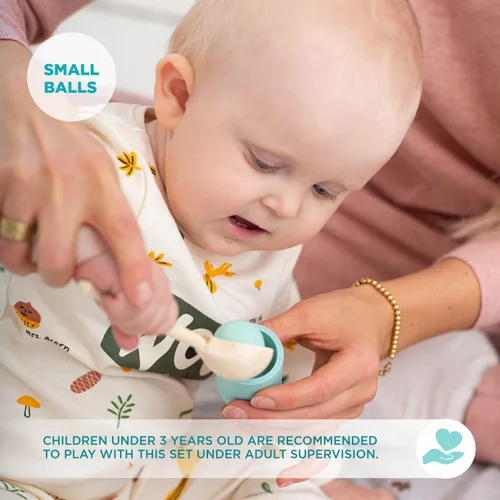 Miniatura 3 de Ulanik Pelotas en tazas Montessori Juguetes para niños de 1 año + niños preescolares juegos de madera a juego para aprender clasificación